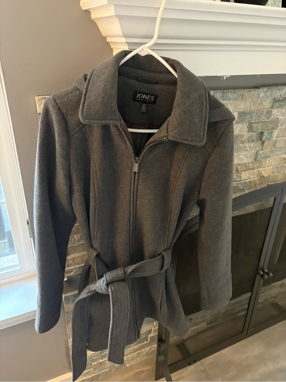 Jones New York Women's Gray Belted  Coat